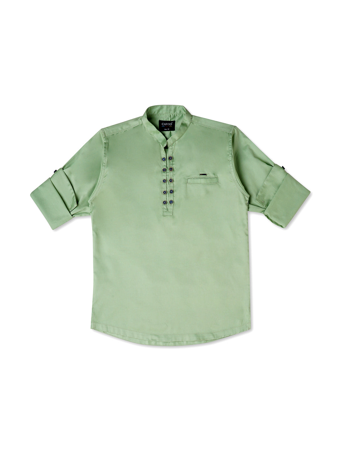 Boys Comfort Mandarin Collar Pure Cotton Casual Shirt