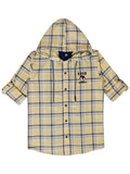 Boys Comfort Fit Tartan Checked Hooded Pure Cotton Casual Shirt With T Shirt