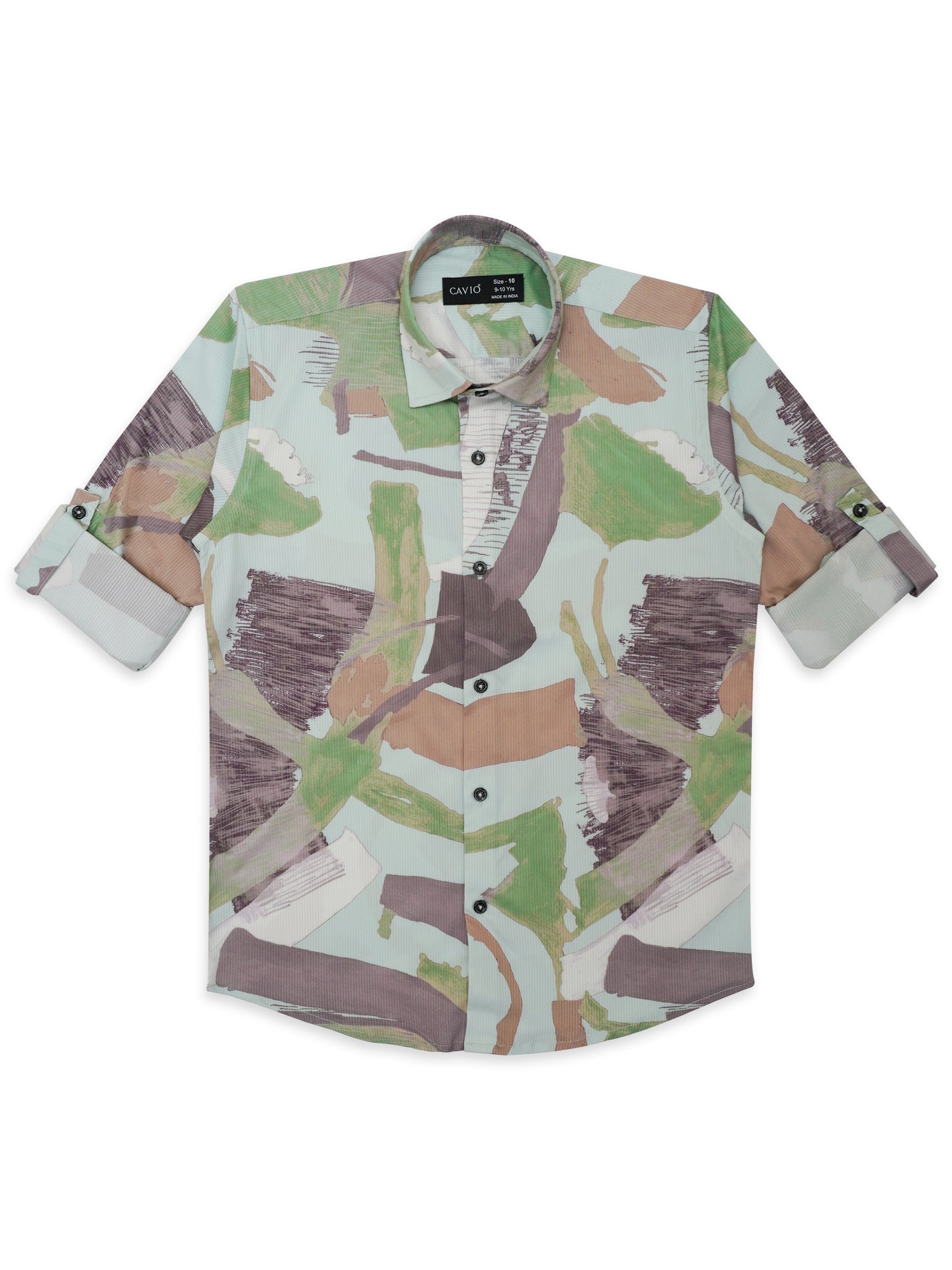 Boys Green Comfort Opaque Printed Casual Shirt