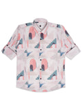 Boys Comfort Abstract Printed Roll-Up Sleeves Pure Cotton Casual Shirt With T Shirt