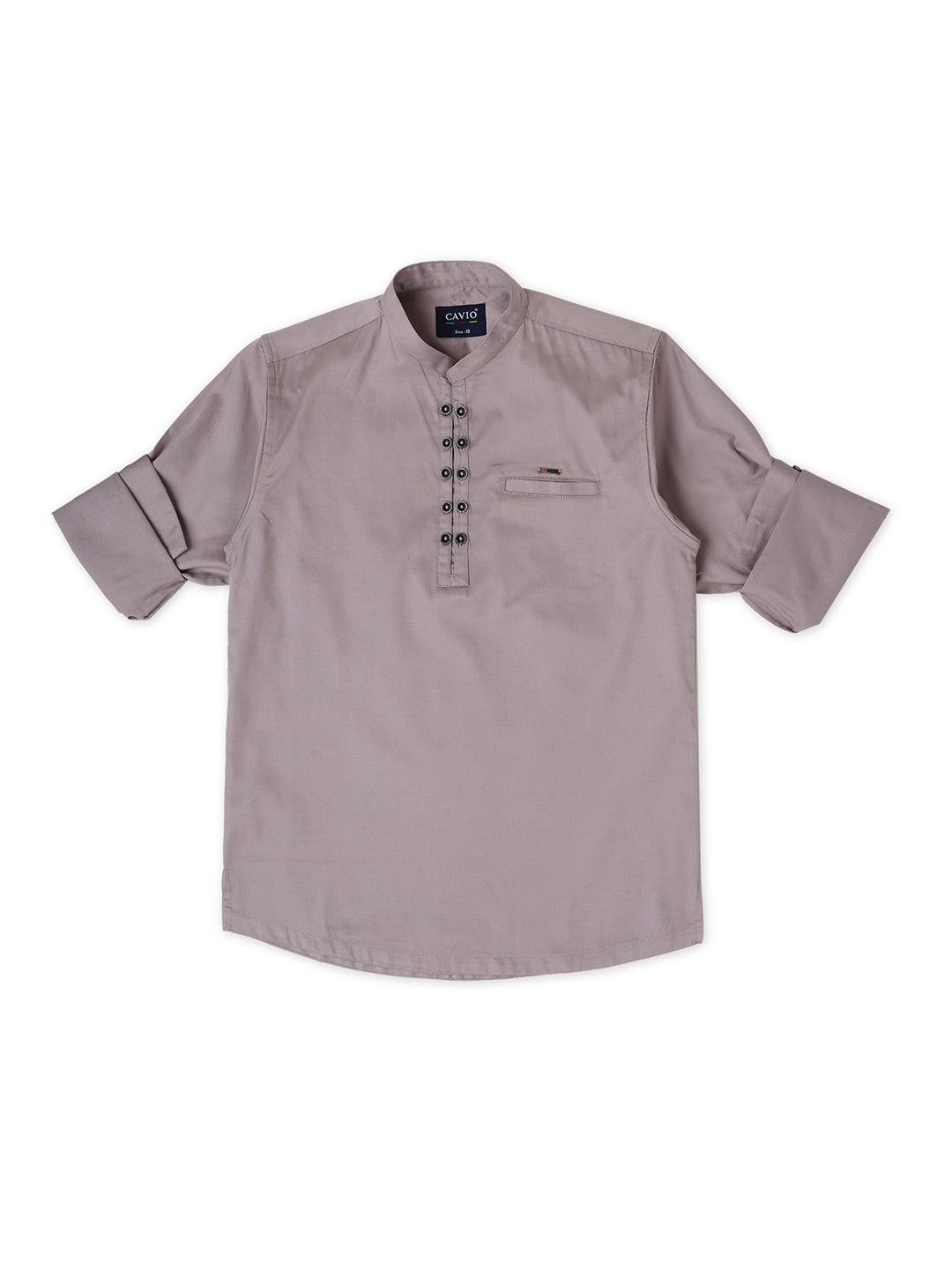 Boys Comfort Mandarin Collar Pure Cotton Casual Shirt