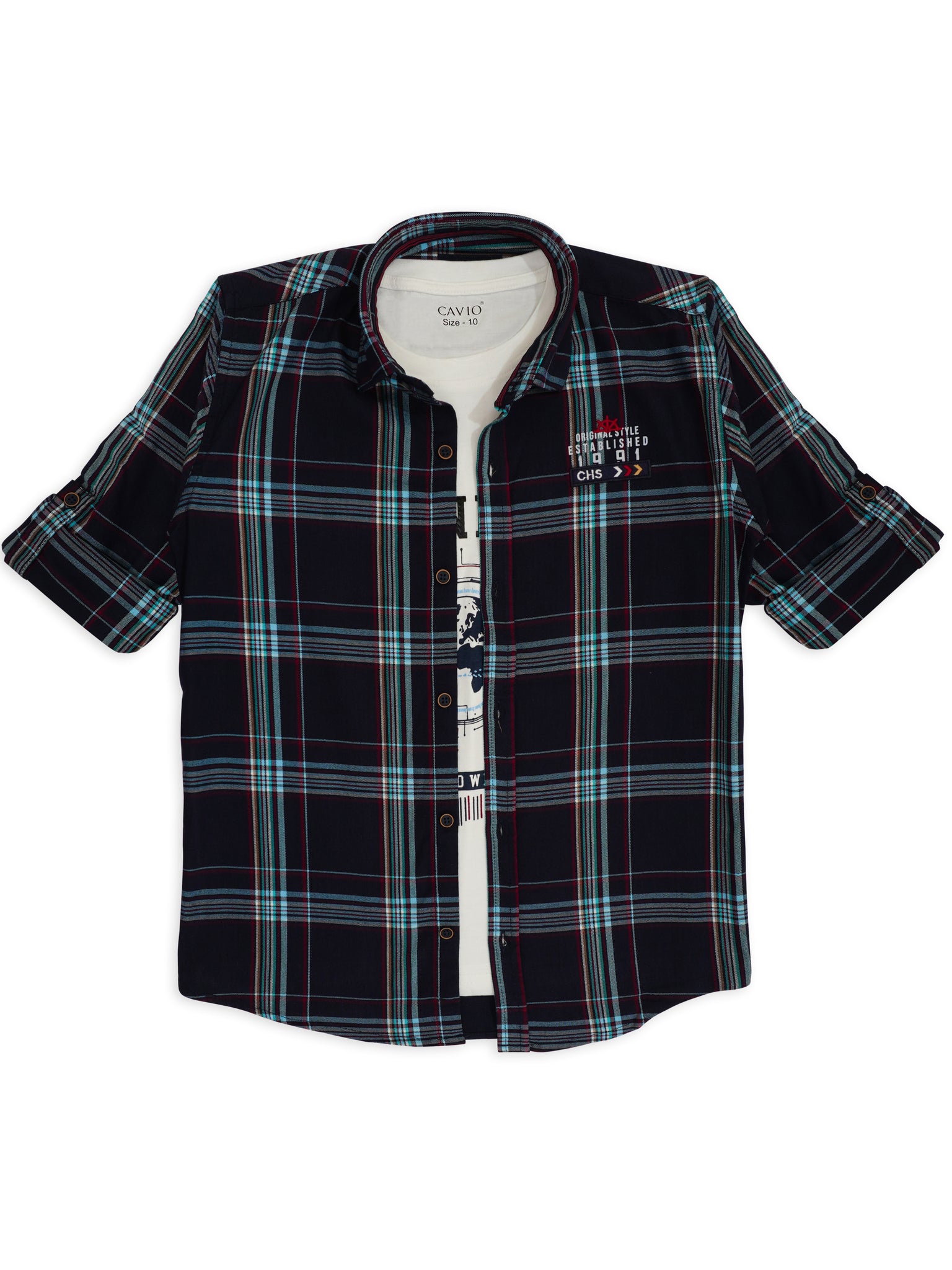 Boys Blue Comfort Gingham Checks Opaque Checked Casual Shirt