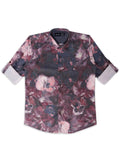 Boys Comfort Floral Printed Roll-Up Sleeves Pure Cotton Casual Shirt