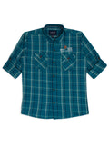 Boys Green Comfort Gingham Checks Opaque Checked Casual Shirt