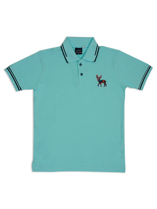 Boys Blue Polo Collar Pure Cotton T shirt