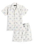 CAVIO Cotton Half Sleeves Abstract Printed Shirt & Shorts Clothing Set - Blue