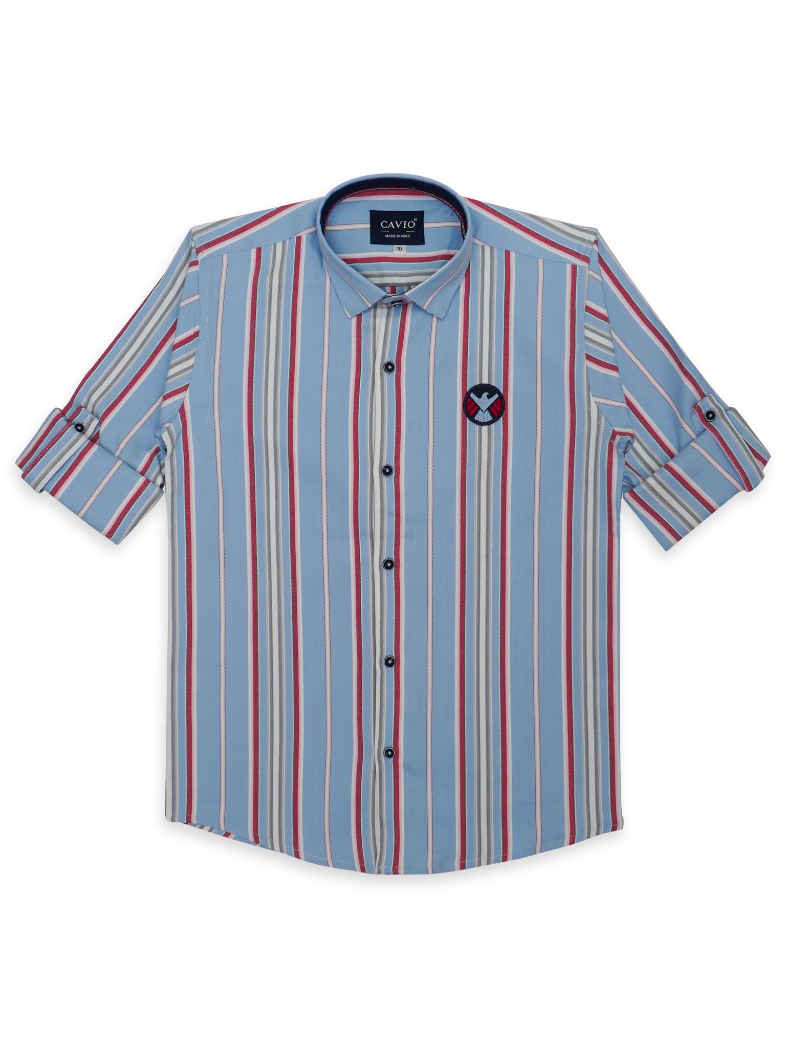 Boys Blue Comfort Opaque Striped Casual Shirt