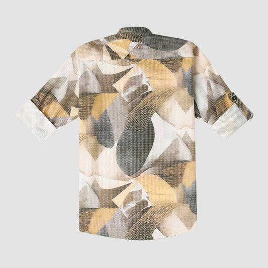 CAVIO Boys Cotton Full Sleeves Abstract Printed Shirt - Gold