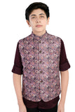 CHARCHIT Boys Printed Nehru Jacket and Shirt - Magenta