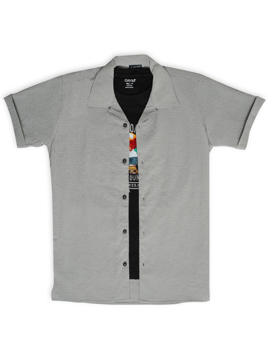 Boys Pure Cotton Shirt With Shorts & T shirt