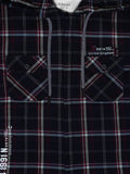 Boys Comfort Fit Tartan Checked Hooded Pure Cotton Casual Shirt With T Shirt