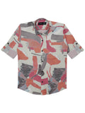 Boys Peach-Coloured Comfort Opaque Printed Casual Shirt