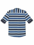 Boys Comfort Horizontal Striped Roll Up Sleeves Pure Cotton Casual Shirt