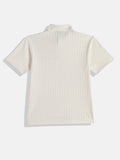 CAVIO Cotton Lycra Half Sleeves Solid Casual T-Shirt - Cream