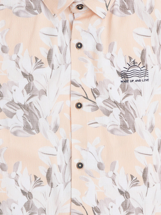 Boys Comfort Floral Printed Pure Cotton Casual Shirt