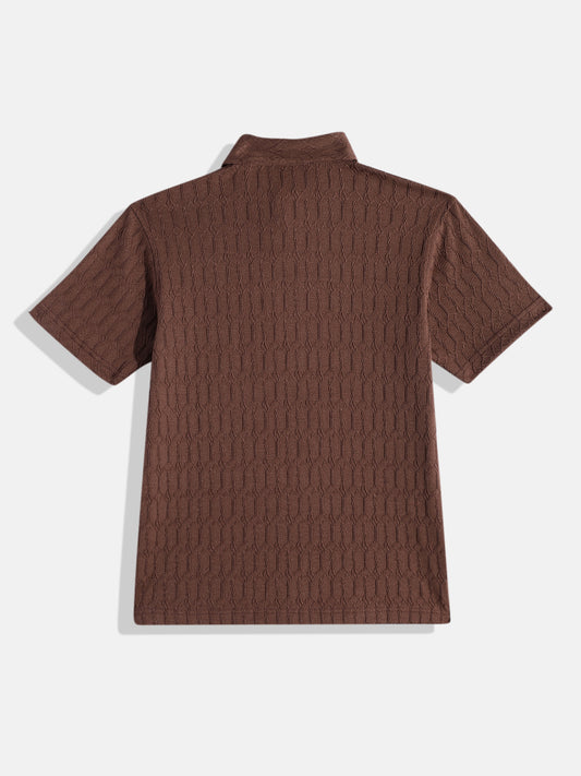 CAVIO Cotton Lycra Half Sleeves Solid Casual T-Shirt - Brown