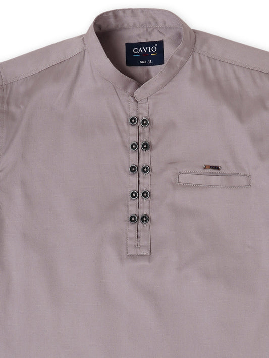 Boys Comfort Mandarin Collar Pure Cotton Casual Shirt