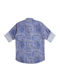 Boys Comfort Geometric Printed Roll Up Sleeves Pure Cotton Casual Shirt