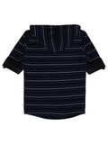 Boys Comfort Fit Horizontal Striped Hooded Pure Cotton Casual Shirt With T Shirt