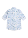 Boys Comfort Floral Printed Roll Up Sleeves Pure Cotton Casual Shirt