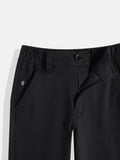 CAVIO Lycra Blend Solid Regular Fit Trousers With Belt - Black