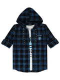 Boys Comfort Tartan Hooded Pure Cotton Casual Shirt With T Shirt