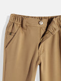 CAVIO Lycra Blend Solid Regular Fit Trousers With Belt - Khaki