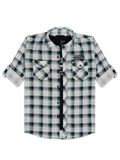 Boys Comfort Fit Buffalo Checked Roll-Up Sleeves Pure Cotton Shirt With T Shirt