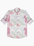 Boys Comfort Abstract Printed Roll-Up Sleeves Pure Cotton Casual Shirt With T Shirt