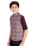 CHARCHIT Boys Printed Nehru Jacket and Shirt - Magenta