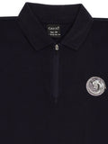 Boys Black Polo Collar Pure Cotton Applique T-shirt