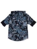 Boys Floral Printed Cotton Hooded Comfort Opaque Casual Shirt With T Shirt