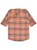 Boys Comfort Fit Tartan Checked Hooded Pure Cotton Casual Shirt With T Shirt