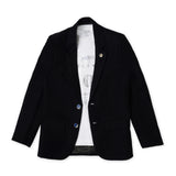 CAVIO Boys Cotton Solid Full Sleeves Partywear Blazer And T-Shirt - Navy