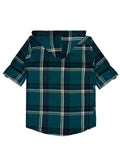 Boys Comfort Fit Tartan Checked Hooded Pure Cotton Casual Shirt With T Shirt