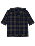 Boys Comfort Fit Tartan Checked Hooded Pure Cotton Casual Shirt With T Shirt