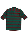 Boys Horizontal Striped Comfort Regular Fit Opaque Cotton Casual Shirt With T Shirt