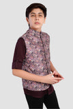 CHARCHIT Boys Printed Nehru Jacket and Shirt - Magenta