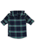 Boys Comfort Tartan Checks Roll-Up Sleeves Cotton Casual Shirt With T Shirt