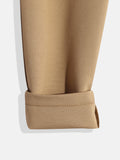 CAVIO Lycra Blend Solid Regular Fit Trousers With Belt - Khaki
