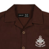 CAVIO Boys Cotton Full Sleeves Shirt and T-Shirt Brown