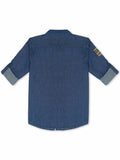 Boys Comfort Typography Printed Roll-Up Sleeves Pure Cotton Casual Shirt