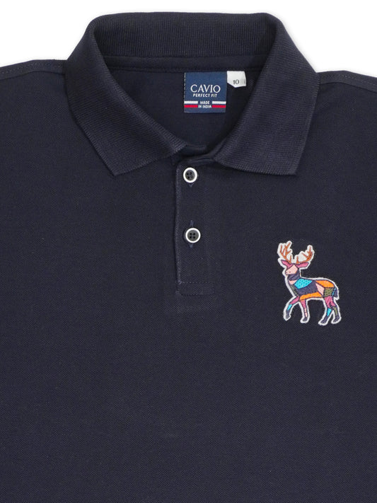 Boys Blue Polo Collar Pure Cotton T shirt