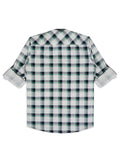 Boys Comfort Fit Buffalo Checked Roll-Up Sleeves Pure Cotton Shirt With T Shirt