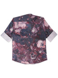 Boys Comfort Floral Printed Roll-Up Sleeves Pure Cotton Casual Shirt