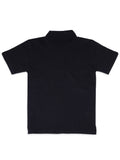 Boys Black Polo Collar Pure Cotton Applique T-shirt