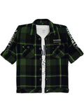 Boys Green Comfort Tartan Checks Opaque Checked Casual Shirt