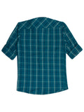 Boys Green Comfort Gingham Checks Opaque Checked Casual Shirt