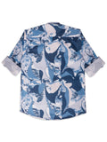 Boys Comfort Abstract Printed Roll-Up Sleeves Pure Cotton Casual Shirt