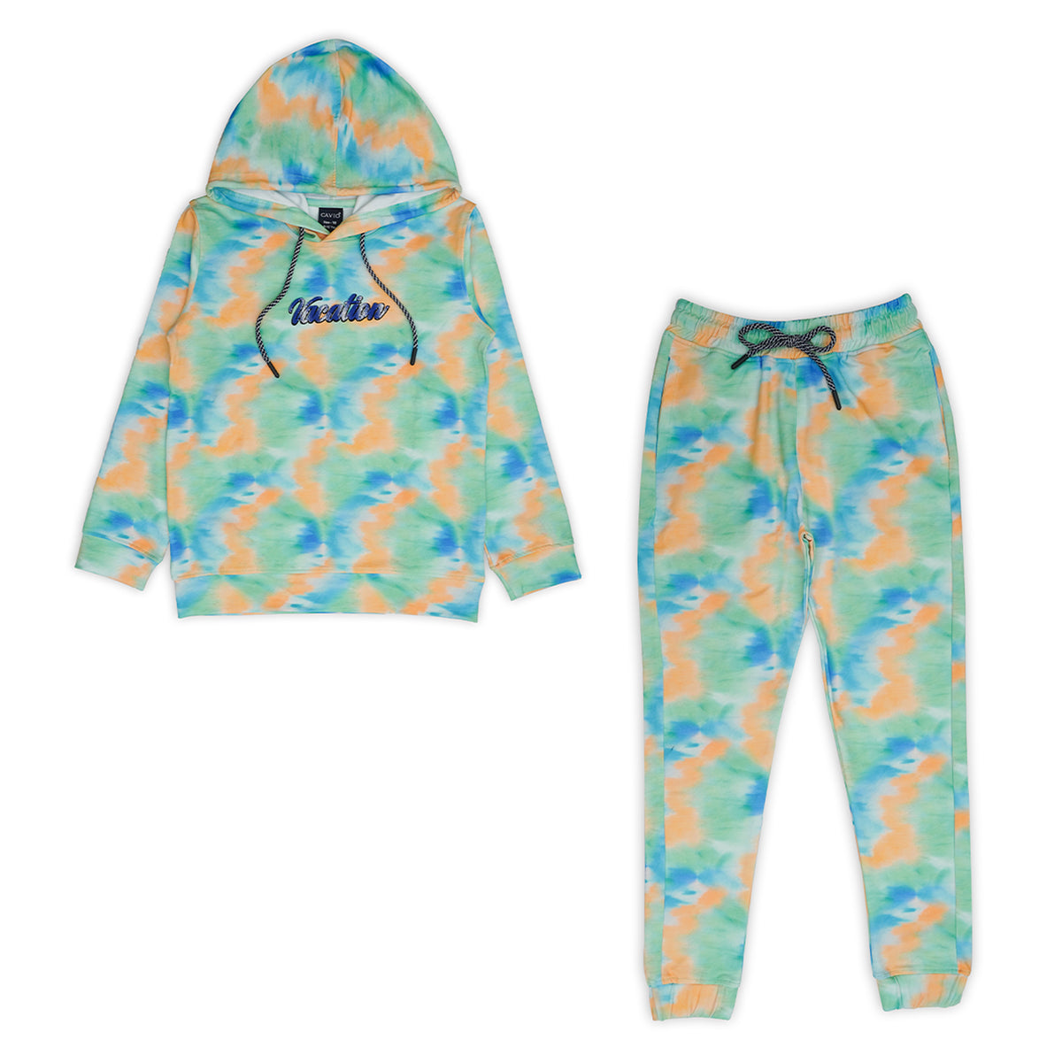 Boys Tie & Dye Dyed Hooded Pure Cotton T shirt with Pyjamas